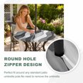 thumbnail image 5 of Round Outdoor Tablecloth with Umbrella Hole and Zipper, Gray Stripes Fitted Table Cover with Elastic Edge for 45-54 Inch, Vintage Farmhouse Greyish Ripple Pattern Waterproof Patio Tablecoths, 5 of 9