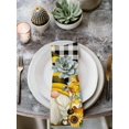 thumbnail image 2 of Yellow Sunflower Cloth Napkins Set of 6 Reusable Dinner Napkins, Spring Summer Bee Gnomes Black Plaid Cocktail Napkin Washable Table Napkins for Wedding/Holiday Party/Baby Shower 20"x20", 2 of 7