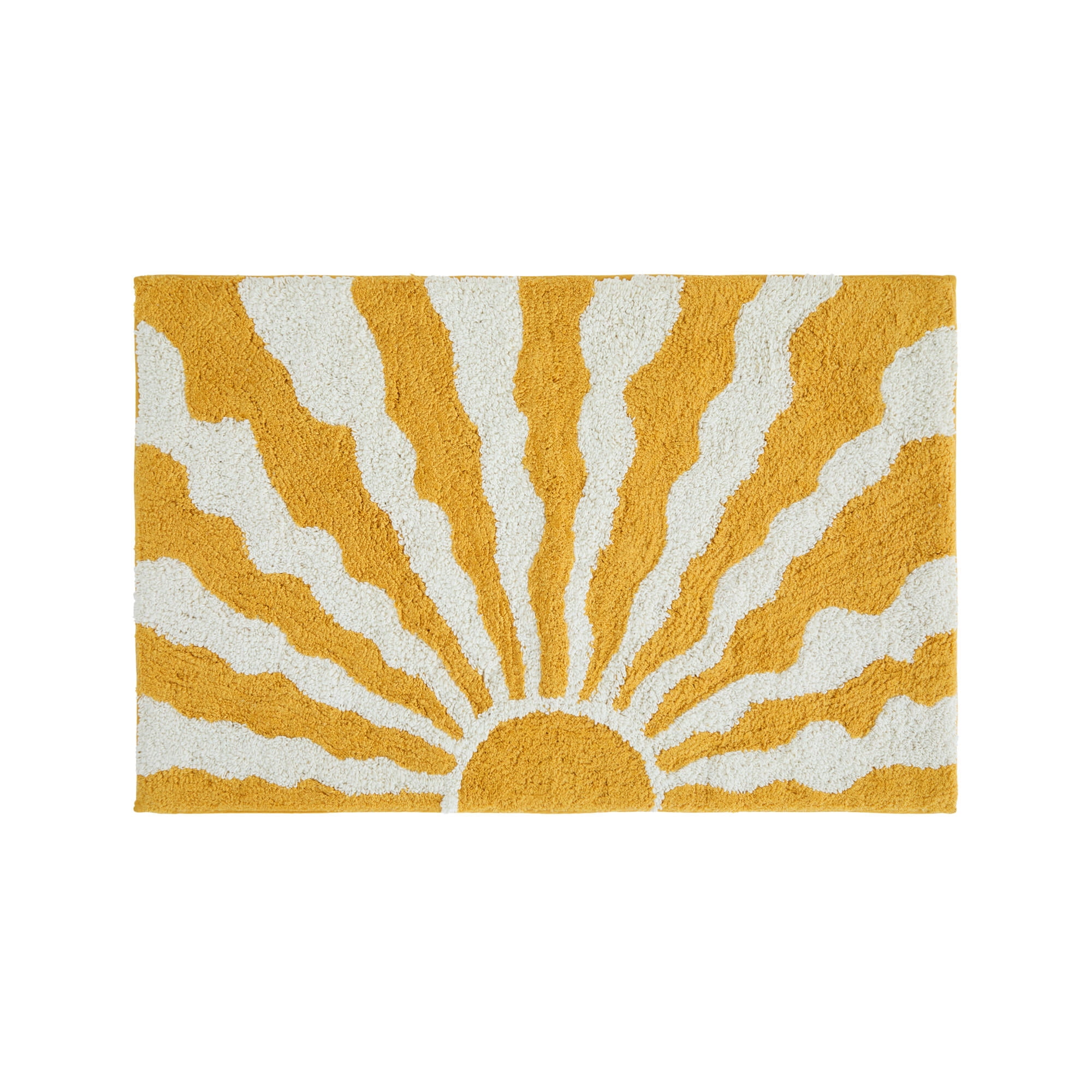 Noble Linens Modern Pattern Cotton Bath Mat, 34 in x 21 in, Sunrise Yellow