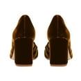thumbnail image 2 of XYD Women Retro Circular Ring Velvet Pumps Block Mid Heels Pointy Close Toe Slip On Wedding Event Shoes Size 7 Hazelnut, 2 of 4