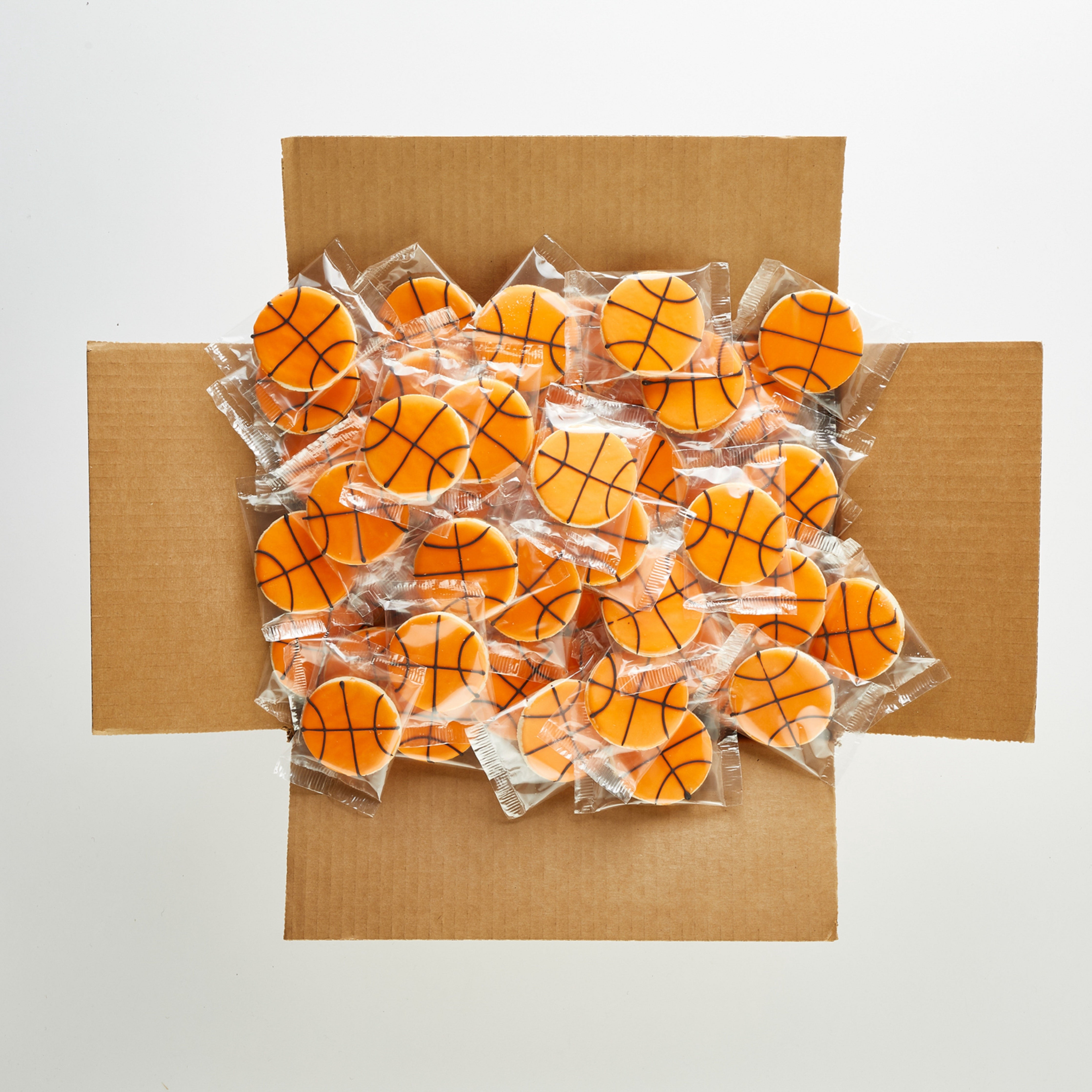 24-Pack Mini Basketball Smiley Cookies - Nut Free, Kosher, Individually Wrapped Sugar Cookies