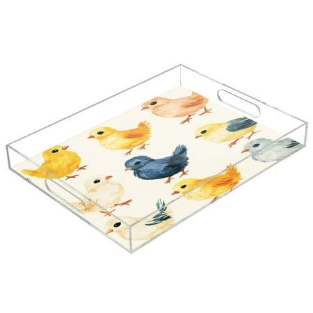 

Acrylic Tray 15.7*11.8*1.9 Inch Transparent Tray Food Tray Tea Cup Tray Serving Trays Cosmetics Storage Kitchen Table Bathroom Sundry Storage Colored Chicken3