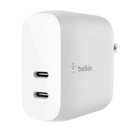 Belkin Wall Charger, Dual USB-C Power Delivery, 40W Charger, White