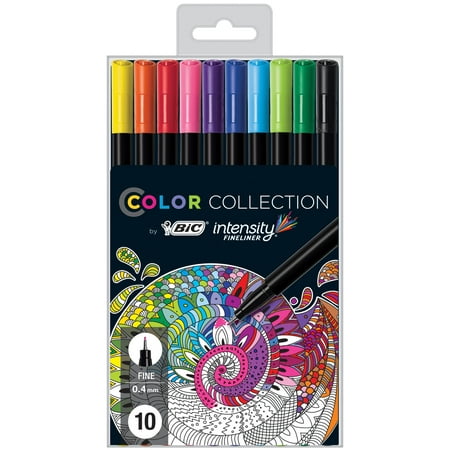 BIC Color Collection Intensity Fineliner Marker Pen, Assorted Colors, 10
