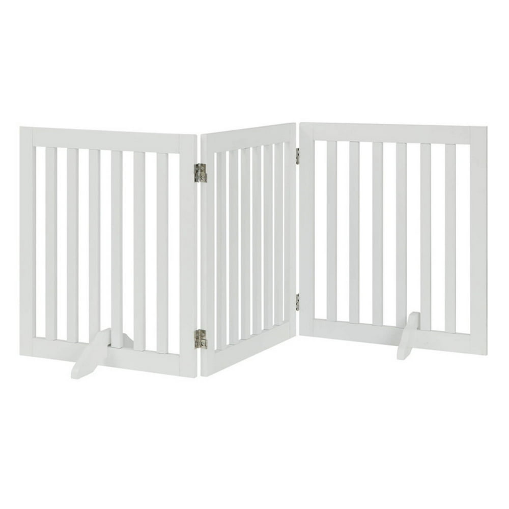 Unipaws Freestanding Wooden Dog Gate, Foldable Pet Gate with 2PCS