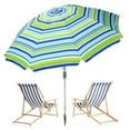 thumbnail image 5 of 7 ft Beach Umbrella for Sand with Tilt/Sand Anchor/Carry Bag/, Stripe Blue and Green,UV 50+ UPF 100+, 5 of 8