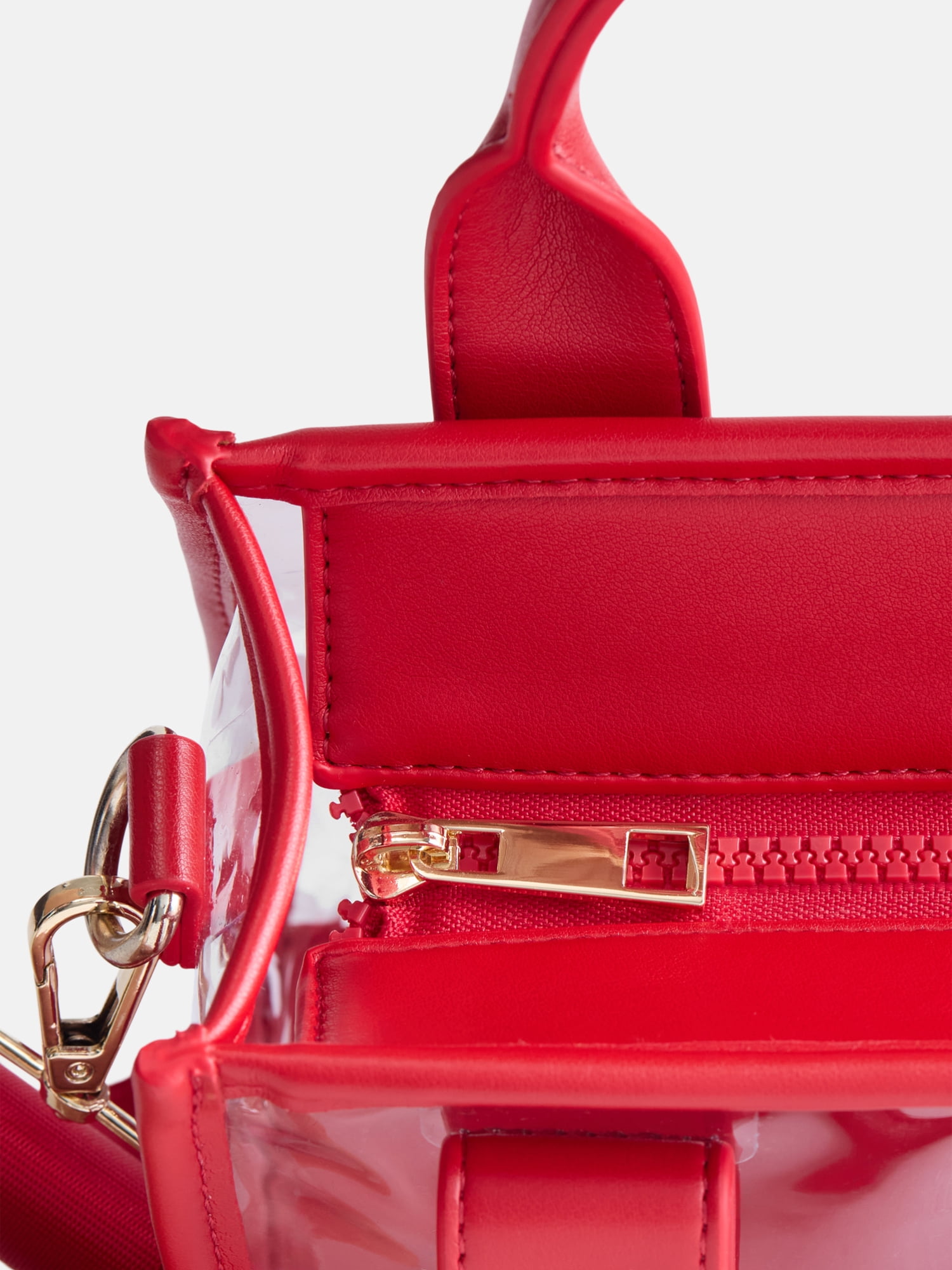 No Boundaries Women's Game Day Clear Boxy Mini Tote Bag, Red