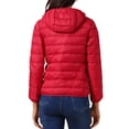 thumbnail image 3 of CHAQUETA DE PLUMAS CON CAPUCHA PARA MUJERES INSPIRADA CHIC, CORTA, EMPACABLE, ULTRA LIGERA, INVIERNO, TALLA 3XL, ROJA, 3 of 5