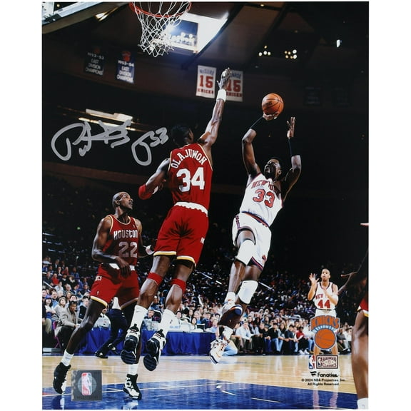 Patrick Ewing New York Knicks Autographed 8" x 10" Fadeaway Shot vs. Houston Rockets Photograph - Fanatics Authentic Certified