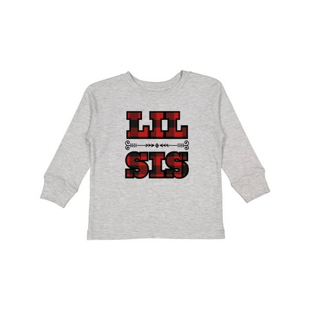 

Inktastic Lil Sis Buffalo Plaid Sister Gift Toddler Toddler Girl Long Sleeve T-Shirt