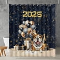 thumbnail image 2 of Happy New Year Bulldog Welcome 2025 Balloon Firework Party Shower Curtain Dog Lover Gifts Idea Waterproof Bathroom Bathtub Curtain - 01014, 2 of 5