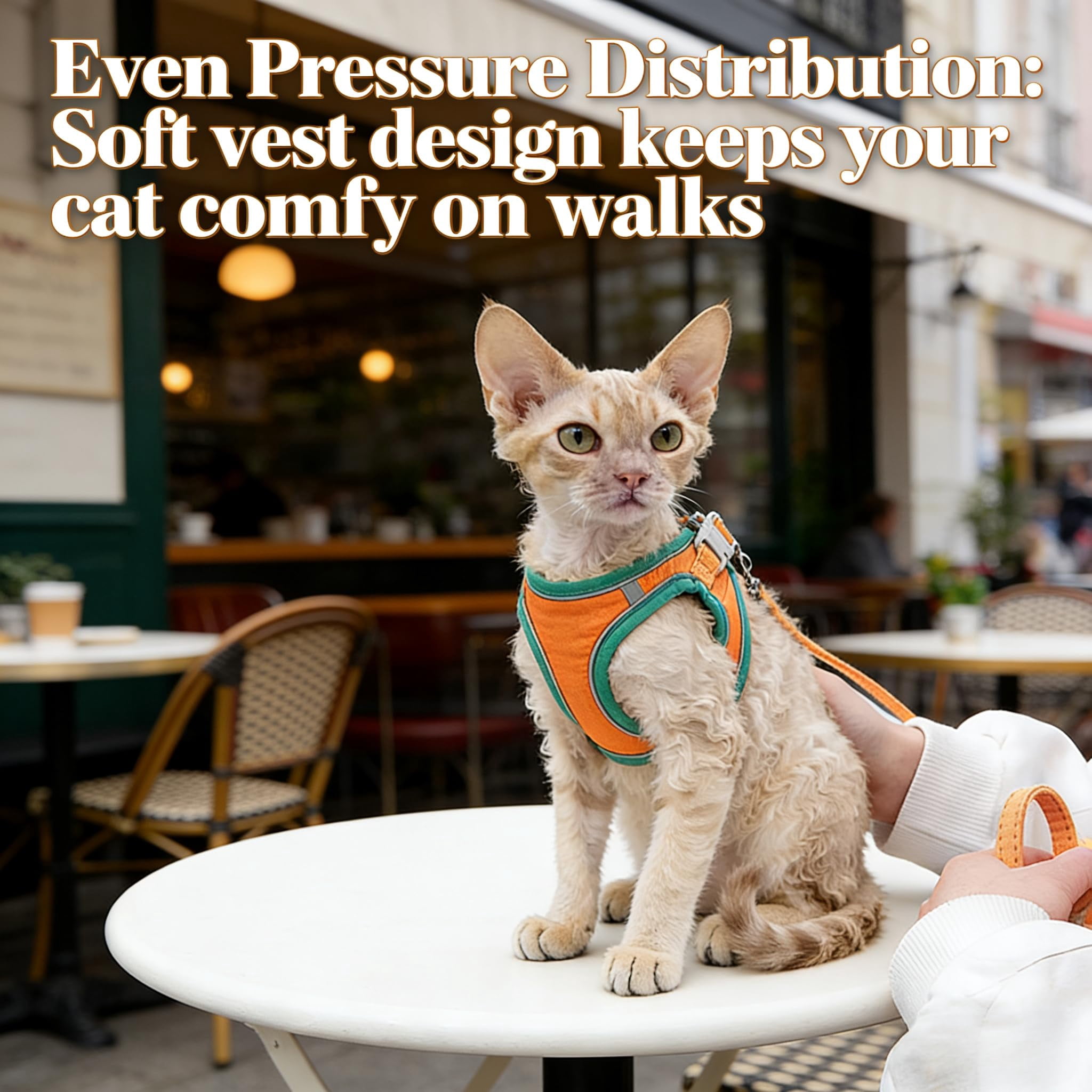 Step in Cat Harness Vest Style Cat Harness with Leash Escape Proof Soft Breathable Reflective Cat Walking Harness for Travel Outdoor Training and Daily Use (1PC,L)