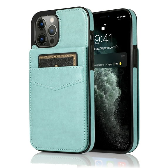 TECH CIRCLE iPhone 14 Pro Max 6.7 inch Case,Premium Leather Magnetic Clasp Kickstand Heavy Duty Protective Cover with Credit Card Holder for iPhone 14 Pro Max 6.7 inch 2022, Mint