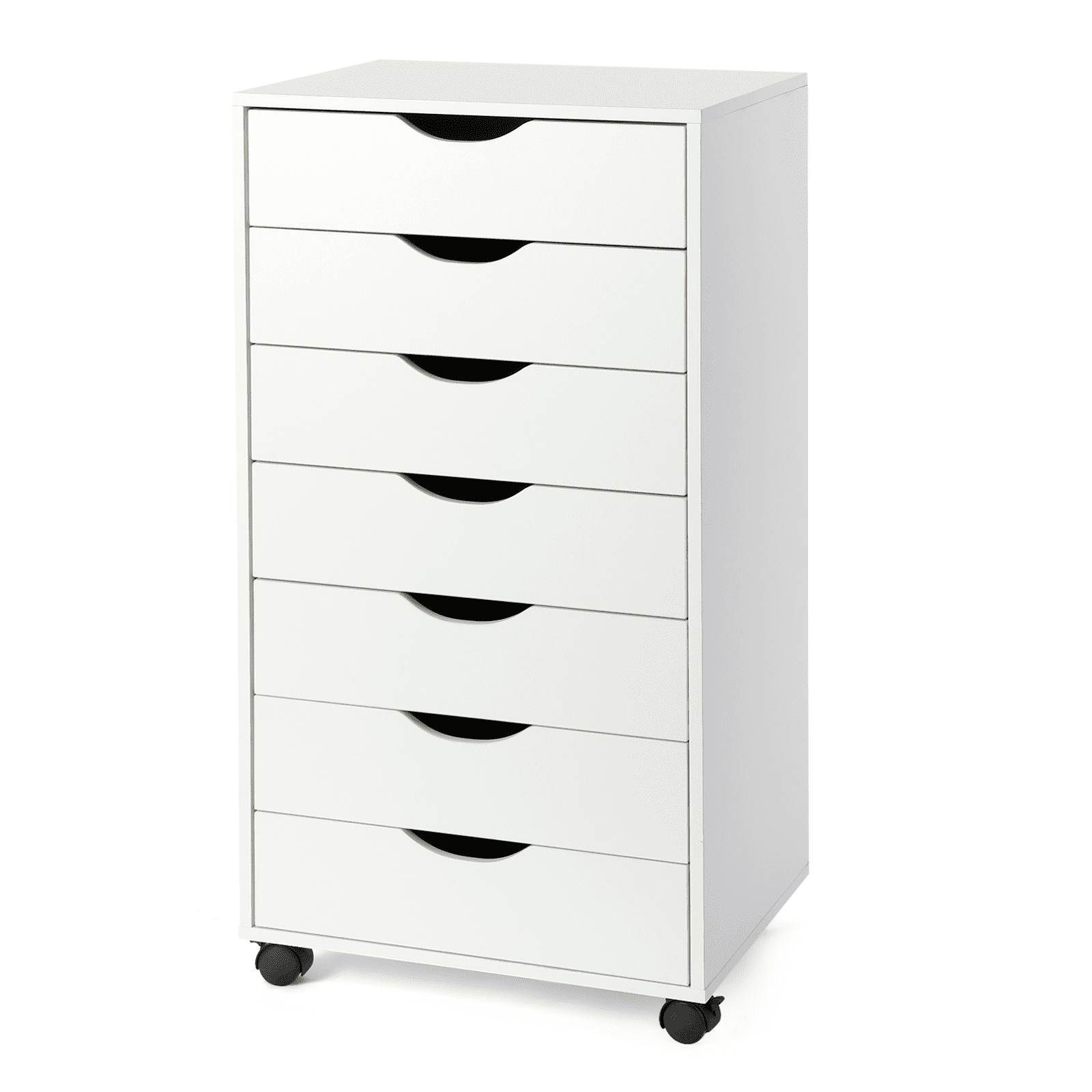 TUSY 7Drawer Chest, Storage Dresser with Wheels, Tall Chest of