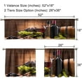 thumbnail image 2 of Red Wine Kitchen Curtains Valances and Tiers Set of 3 Grapes Glasses Wooden Window Curtains Modern Rod Pocket Short Tier Curtain Valance Sets for Home Cafe Window Decor 52x36in, 2 of 6