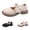 Beige, variant on Girls Dress Shoes Patent Leather Mary Jane Shoes Tulle Pearl Bow Ankle Strap Chunky Platform Princess Shoes for Party Daily