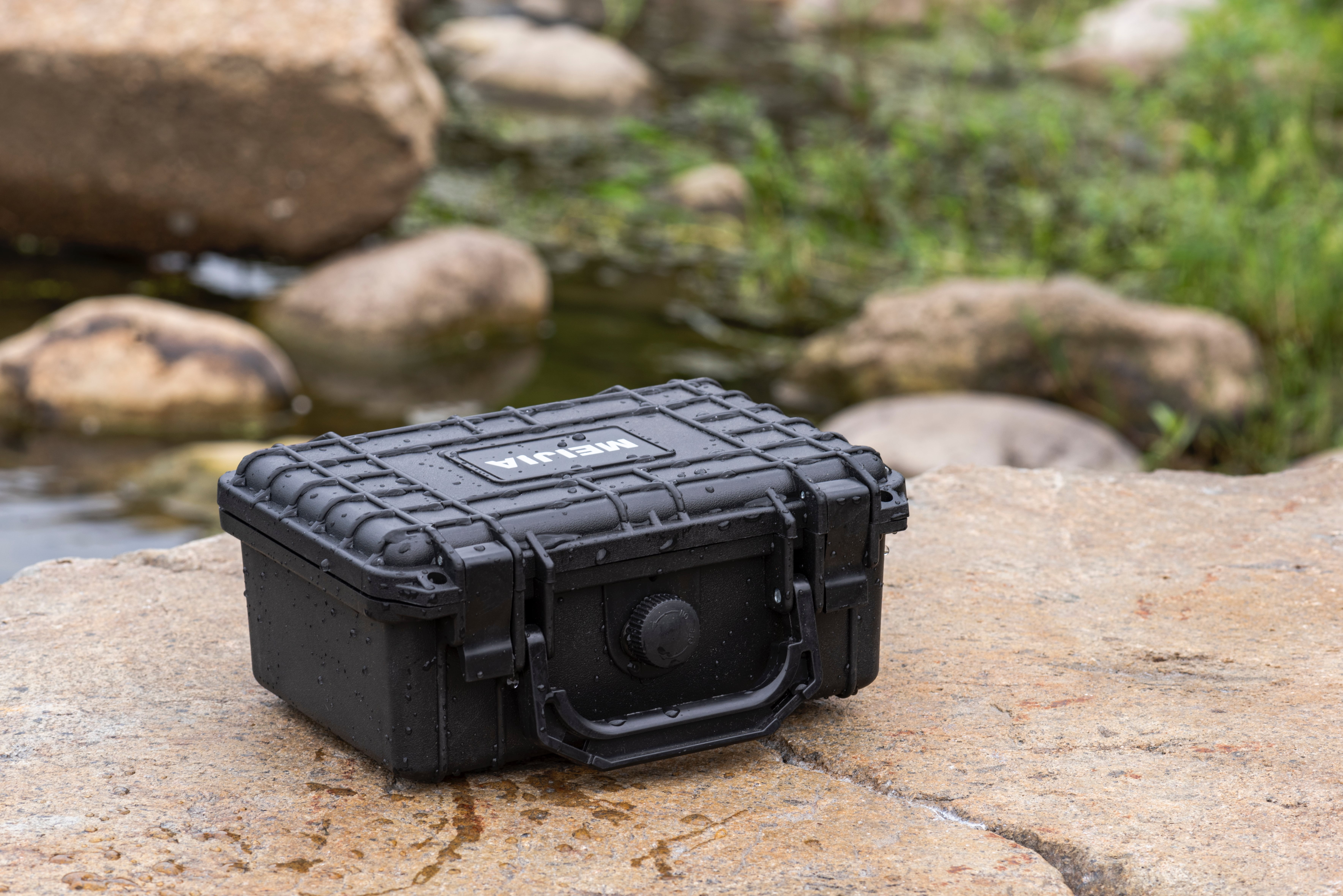 MEIJIA Portable All Weather IP67 Waterproof Hard Case with Foam,Black, 8.12x6.56x3.56inches,