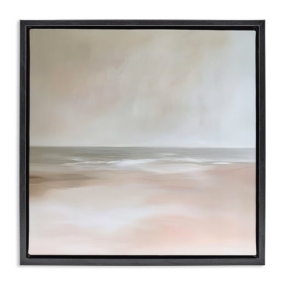 Stupell Industries Transitional Muted Landscape Soft Coast Black Floating Frame Canvas Art, 18 x 18, by Petals Prints Design