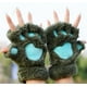 thumbnail image 3 of Guantes de garra de gato Guantes de invierno con dibujos de gatos para niñas Guantes de medio dedo con forma de pata de oso esponjosos y gruesos, 3 of 4