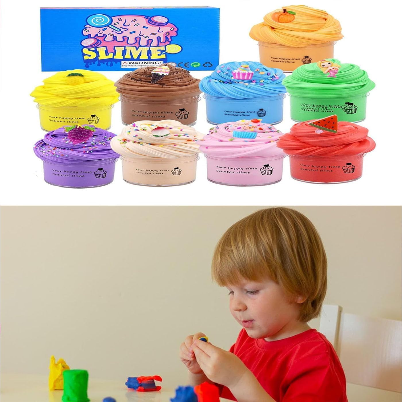Super Clay Slime DIY Soft & Squishy Clay Scented Slime Sensory Clays, Super Clays Slimes DIY Soft and Squishy, Non-Sticky Stretchy Fluffy, Moldable Modeling Kit, Party Favors (9PCS)
