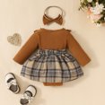 thumbnail image 2 of Bellafa Baby Girl Long Sleeve Plaid Skirt Bodysuit Newborn Girls Ribbed Lace Ruffle Romper Dress Headband Outfits Infant Fall Winter Clothes, 2 of 8