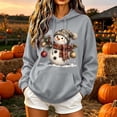thumbnail image 2 of Fall Fashion Must Haves Womens Long Sleeve Christmas Print Hooded Pullover Sweatshirt Drawstring Hoodie Holiday Top Women, 2 of 5