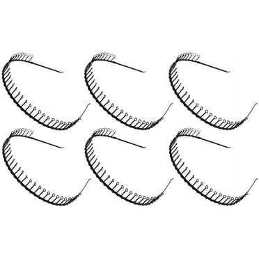 6 PCS Black Multi-style Spring Wave Metal and Plastic Hair Hoop Hairband Boy Girl Sports Headband Headwear Hair Accessory for Women Men (C style)