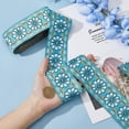 thumbnail image 3 of 7M Polyester Floral Jacquard Trim Ribbon - Cyan Style - 1.875 Inch Wide - Gift Giving Occasion, 3 of 8