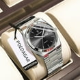 thumbnail image 1 of POEDAGAR Montre de Mode pour Homme à Quartz Noir en Acier Inoxydable Analogique Étanche Lumineuse avec Date, 1 of 5