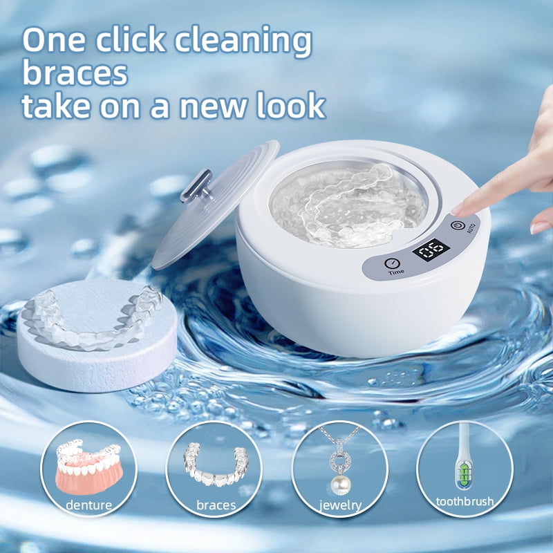 Ultrasonic Cleaner,Professional Sonic Cleaning Kit for Dentures, Retainers, Aligners, Braces Portable Dental and Jewelry Cleaner with Ultrasonic