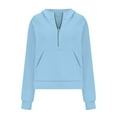 thumbnail image 3 of Teacher Appreciation Gifts POROPL Lady Sweatshirt Crop Quarter Zip Up Fleece Winter Sports Sweater Love Pullover Fall Crop Zip Up Hoodie Women Blue Size 2xl(US:12), 3 of 6