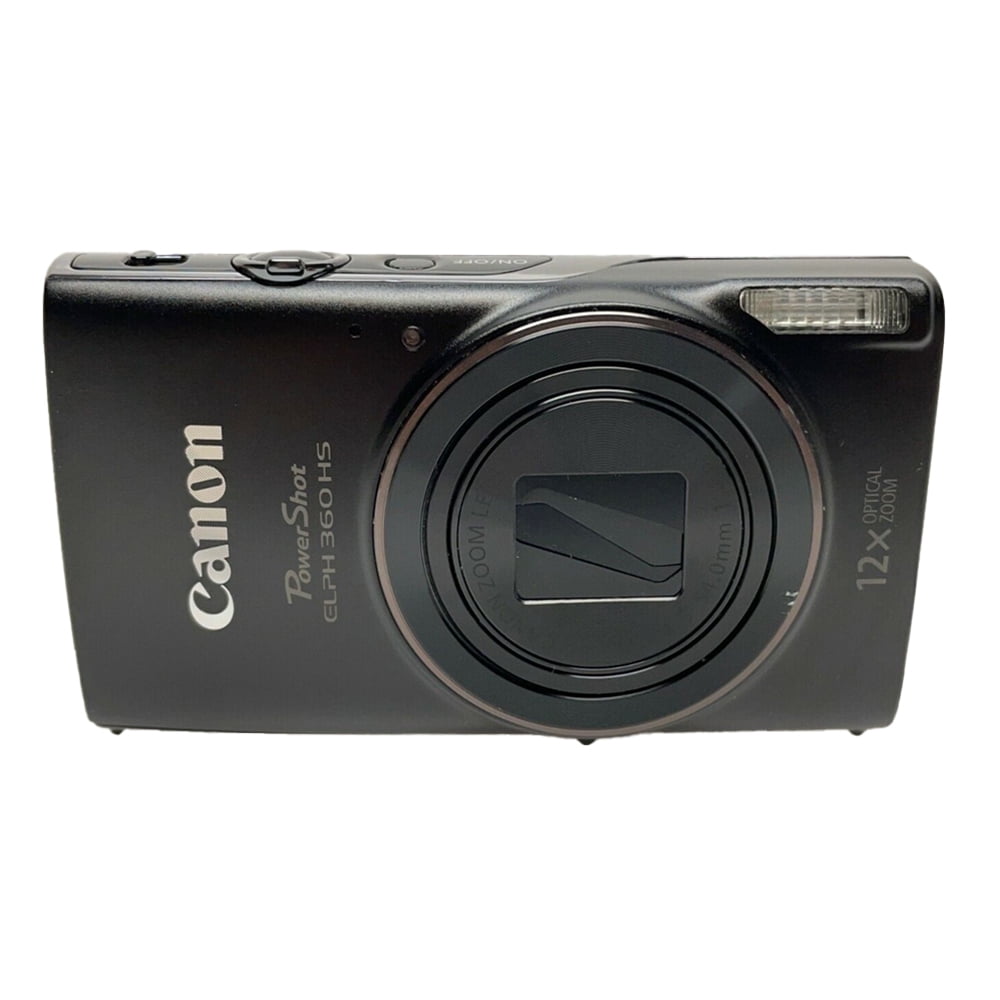 Canon PowerShot ELPH 360 Camera (Black)  + Extra Battery + Flash - 64GB Kit (International Version)
