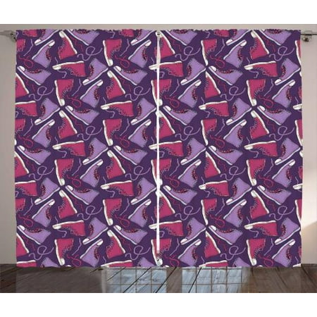 Teen Curtains 2 Panels Set Sneakers Vintage Shoes Childish
