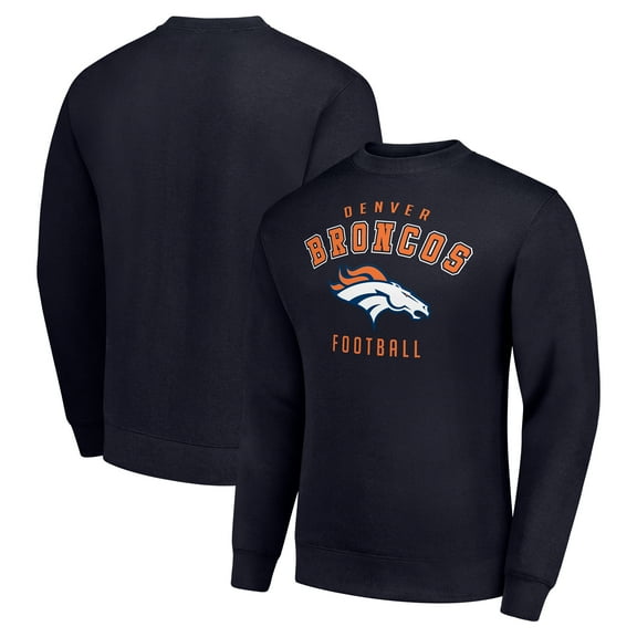Men's Starter Navy Denver Broncos Team Logo Pullover Sweatshirt