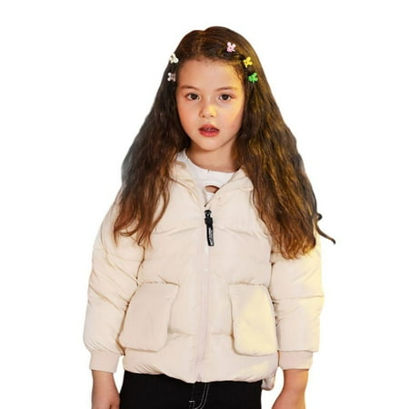 

Toddler Down Coat for Kids Boys Girls Thicken Fleece Padded Jacket Zipper Cartoon Bear Hoodies Infant Outerwear 1-6Y