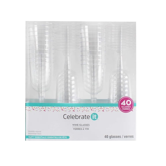 12 Packs: 40 ct. (480 total) Plastic Wine Glasses by Celebrate It