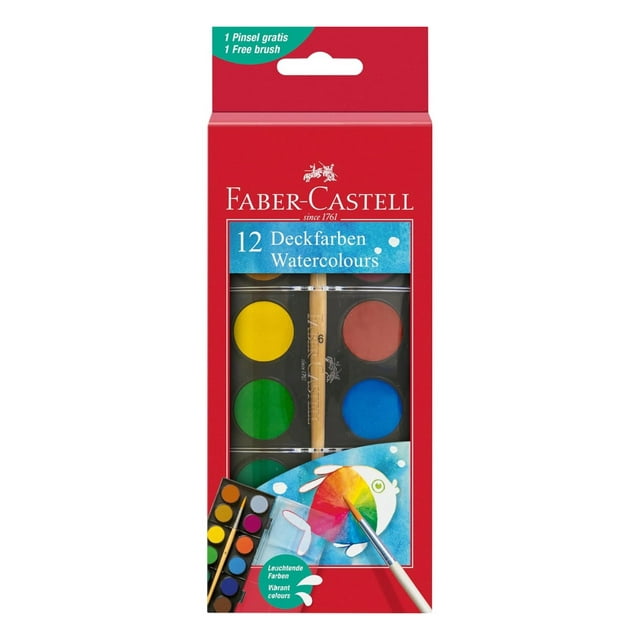 Faber-Castell Acuarelas Escolares 12 Colores Lavables para Niños y Manualidades