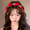 thumbnail image 7 of Breezora Handmade Strawberry Crochet Headband for Girls Women Cute Tie Back Kawaii Red Berry Accessory for Birthday Gifting Parties, 7 of 7