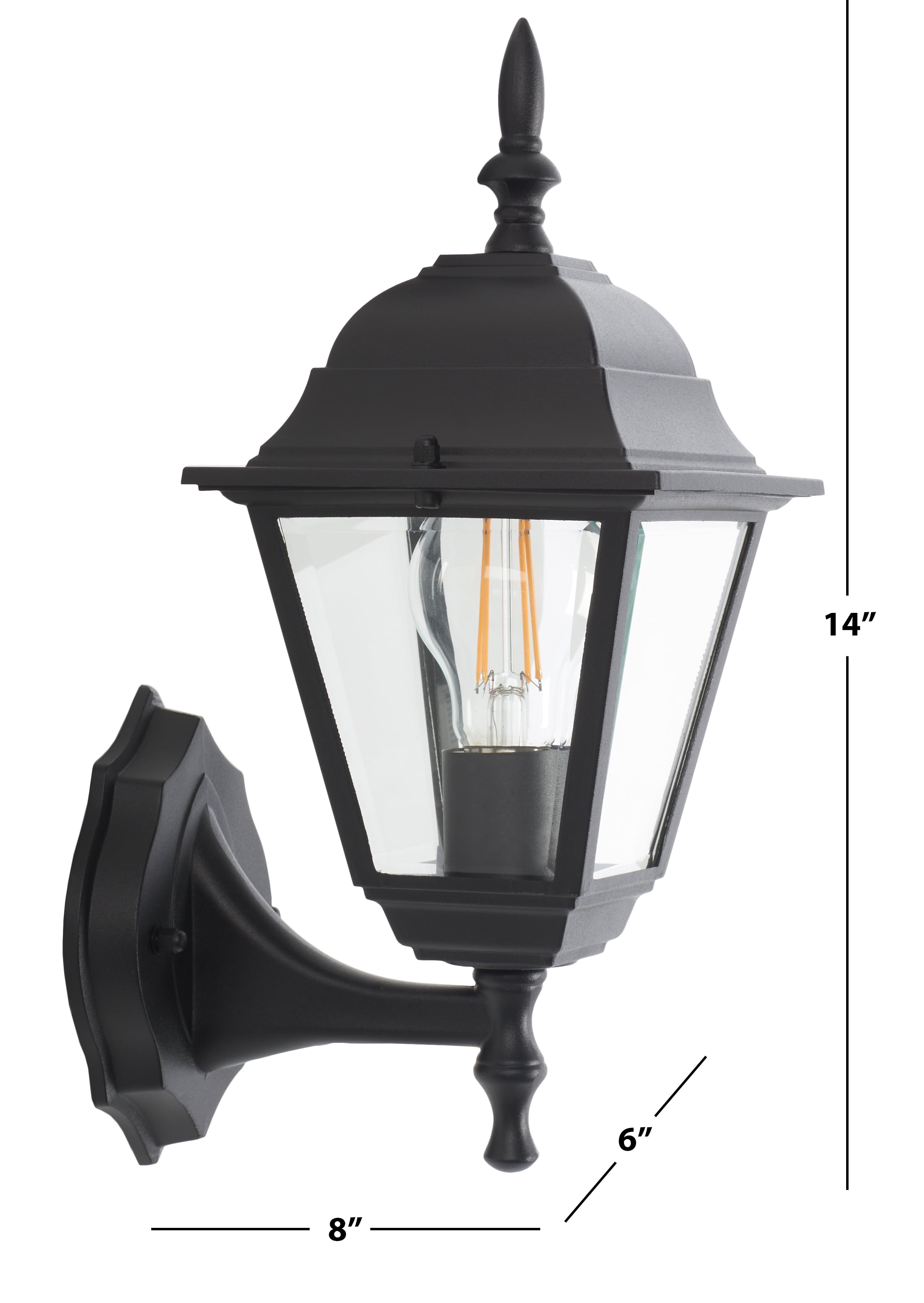 SAFAVIEH Rhion 2-Light A19 Black Steel Wall Sconce with Black Shade, Set of 2