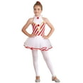 thumbnail image 3 of YIZYIF Kids Girls Christmas Ballet Dance Dress Halter Neck Stripes Tutu Leotard Dress Carnival Performance Costume A Red 12, 3 of 7