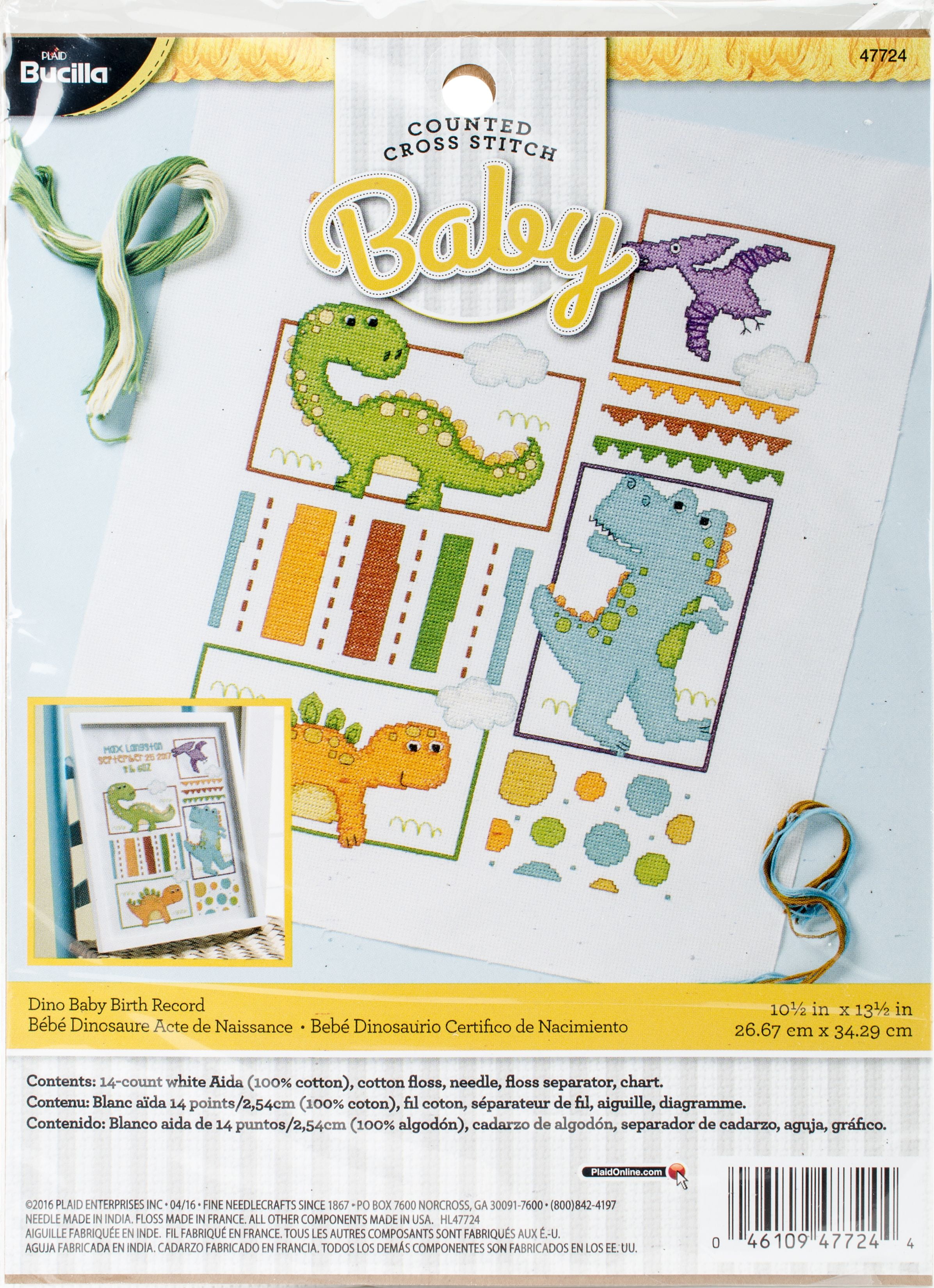 Bucilla Counted Cross Stitch Kit 10 5 X13 25 Dino Baby Birth Record 14 Count Walmart Canada