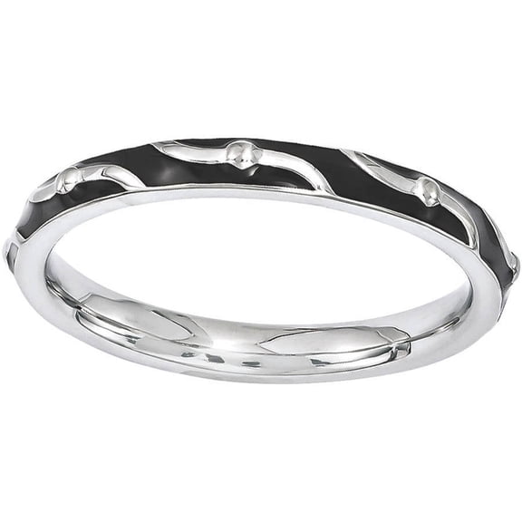 Sterling Silver Black Enamel Ring