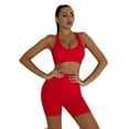 thumbnail image 5 of ZHENWEI Women Seamless Yoga Set 2 Piece Workout Sport Bra with High Waist Shorts Legging Outfit Tracksuit, 5 of 7