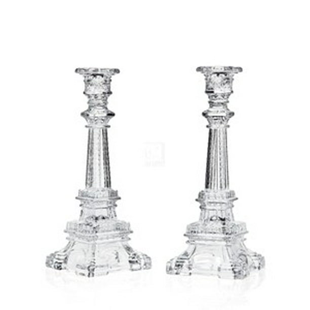 Eiffel Tower NonLeaded Crystal Candlestick Candle Holders, Set of 2
