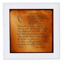 3dRose, The Lords Prayer Matthew 6 9 13 Prayer Hands and verse embossed on copper, 8x8 inch quilt square