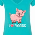 thumbnail image 4 of Inktastic I Love Piggies Cute Pig Women's V-Neck T-Shirt, 4 of 5