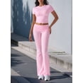 thumbnail image 4 of Pantalón de Traje de Corta Ajustado de Color Liso Rosa M, 4 of 9
