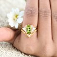 thumbnail image 2 of JEWELRYTREASURE 12x6 mm / 1.5 Ct Peridot Wedding Ring Set Opal Diamond Cluster Bridesmaid Jewelry for Women August Birthstone Art Deco Gift for Her, 2 of 7
