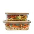 thumbnail image 1 of JS Gourmet - Ensemble de 2 Contenants Alimentaires, Couvercle en Bambou, Va au Four, 1 of 4