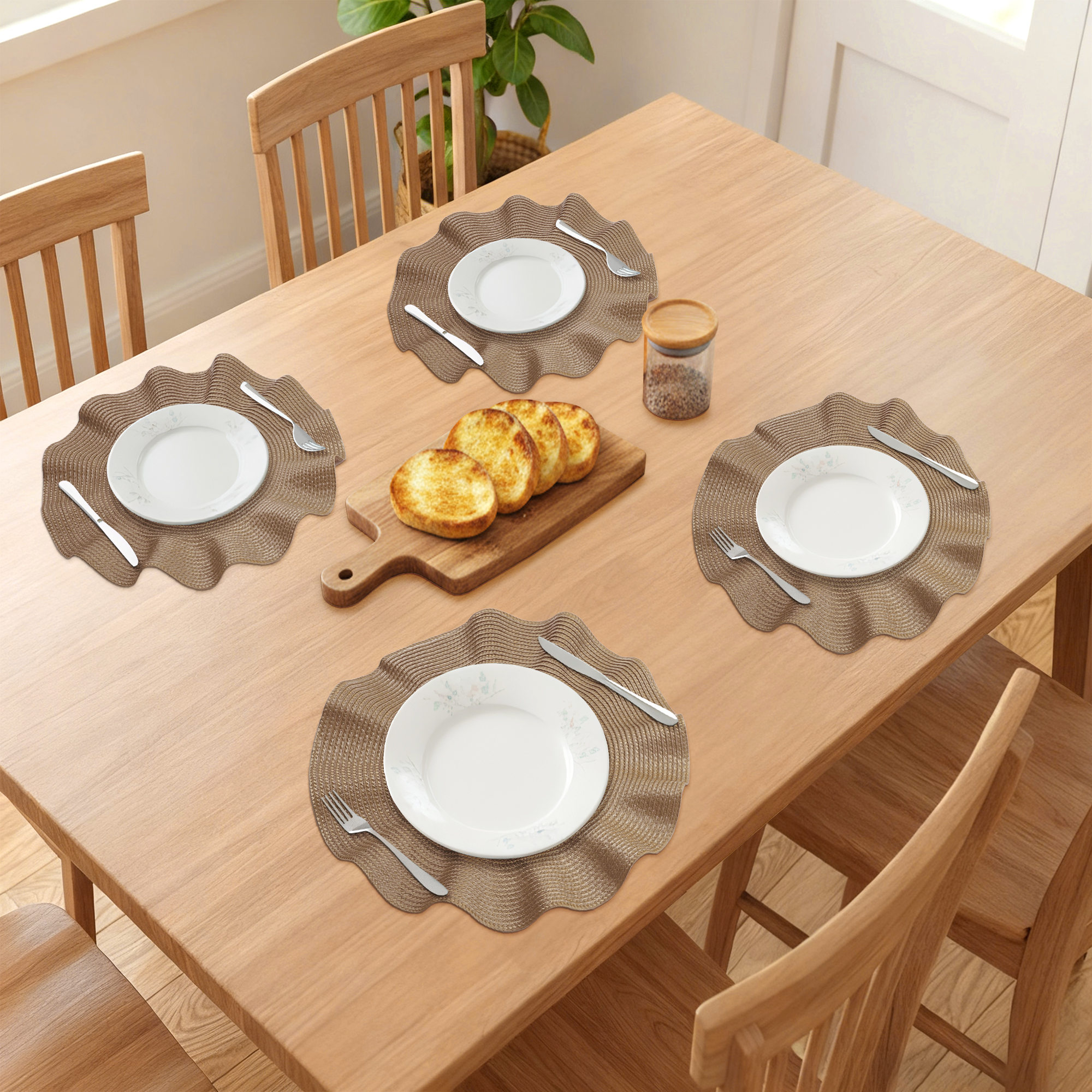 Unique Bargains Set of 6 Washable Farmhouse Placemats Indoor Coffee